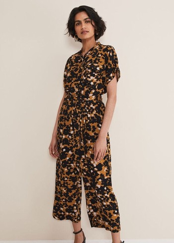 Phase Eight Nell Abstract Cropped Wide Leg Jumpsuit Leopard Australia | QD6071592